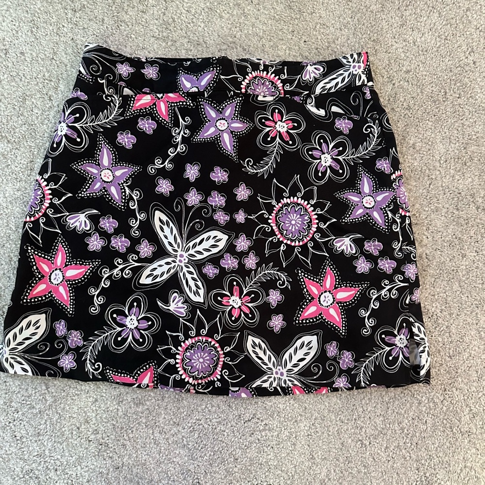 Lady Hagen Women’s Black Golf Skort with Purple Floral Accents